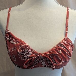 Red Floral Bikini Top